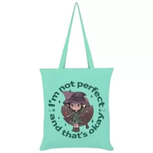 Image of Not Perfect And That's Okay Kooky Witch Tote Bag (One Size) (Mint Green/Brown) - Grindstore