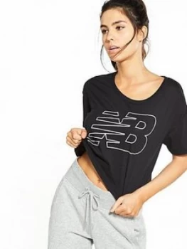 Image of New Balance Athletics Cropped Tee Black Size L Women