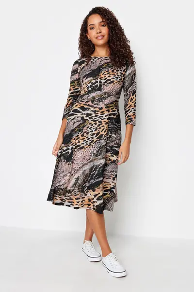 Image of M&Co Animal Print Midaxi Dress Brown