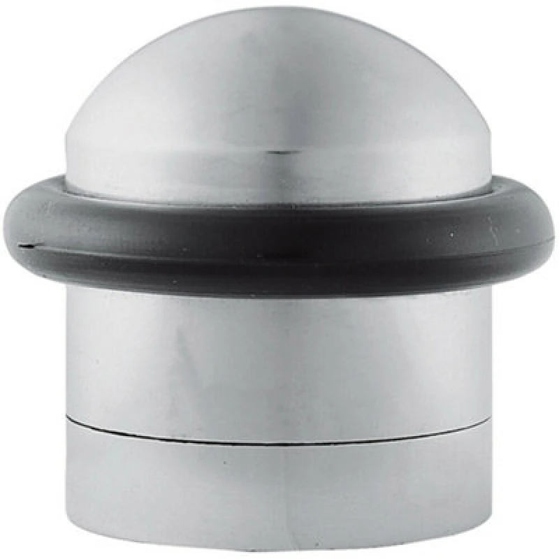 Image of Loops Dome Topped Floor Mounted Door Stop Rubber Buffer 38mm Dia Satin Chrome Multi