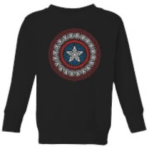Image of Marvel Captain America Oriental Shield Kids Sweatshirt - Black - 7-8 Years