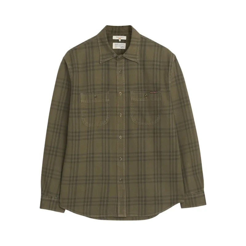 Image of Nudie Jeans Long sleeve plaid shirt Nudie Jeans Julian Worker Vert Male L