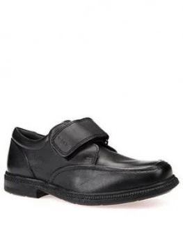 Image of Geox Boys Federico Leather Strap School Shoe - Black