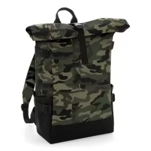Image of Bagbase Block Roll-top Backpack (one Size, Jungle Camo/Black)