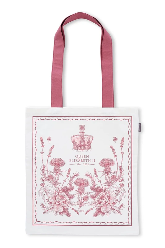 Image of VICTORIA EggS Queen Elizabeth II Commemorative Canvas Bag 38 x 43cm Multi unisex