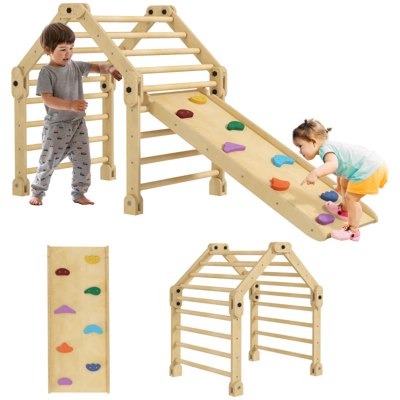Image of AIYAPLAY 3 in 1 Kids Climbing Set, Foldable Toddler Climbing Toys with Ramp, Multi 331-066V00MX
