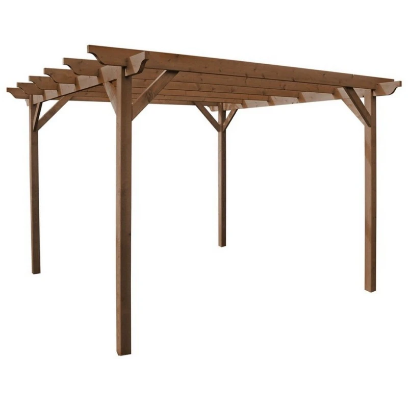 Image of Rutland County Garden Furniture Ltd Garden Pergola - Wood - L480 x W480 x H270cm - Rustic Brown Brown Unisex