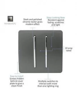 Image of Trendiswitch 2G 2W 10A Light Switch Charcoal