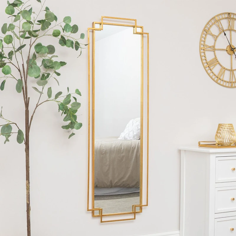 Image of Melody Maison Gold Art Deco Wall Mirror 142cm X 47cm Gold