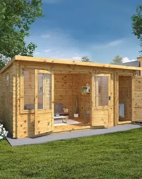 Image of Mercia 5.1mx2.4m Log Cabin + Side Shed