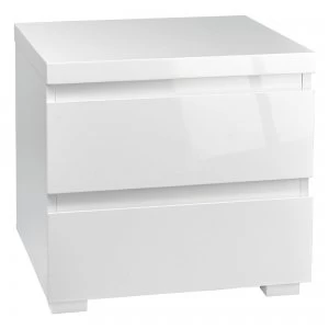 Image of Puro White 2 Drawer Bedside Cabinet White