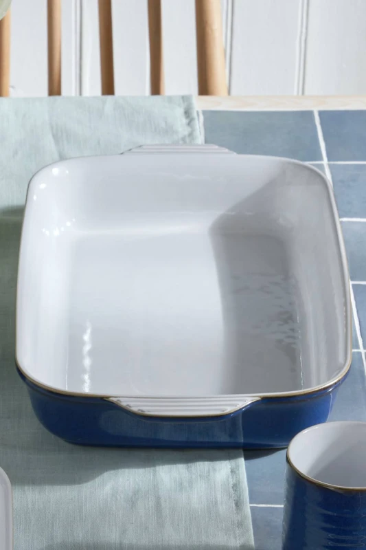 Image of Denby Large Rectangular Oven Dish in Blue Blue Unisex