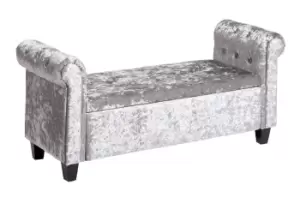 Image of Argos Home Crushed Velvet Ottoman - Silver