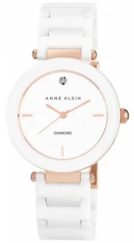 Image of Anne Klein Womens White Ceramic Strap White Dial AK/ Watch