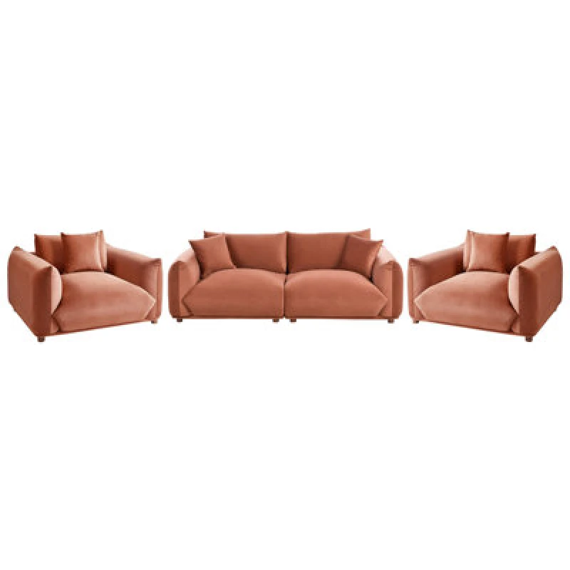Image of Beliani Living Room Set 5 Seater Luvos Velvet Golden Brown