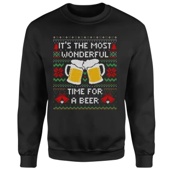 Image of Time For A Christmas Beer Unisex Sweatshirt - Black - 5XL