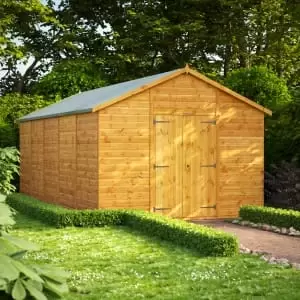 Image of Power Sheds 20 x 10ft Double Door Apex Shiplap Dip Treated Windowless Shed