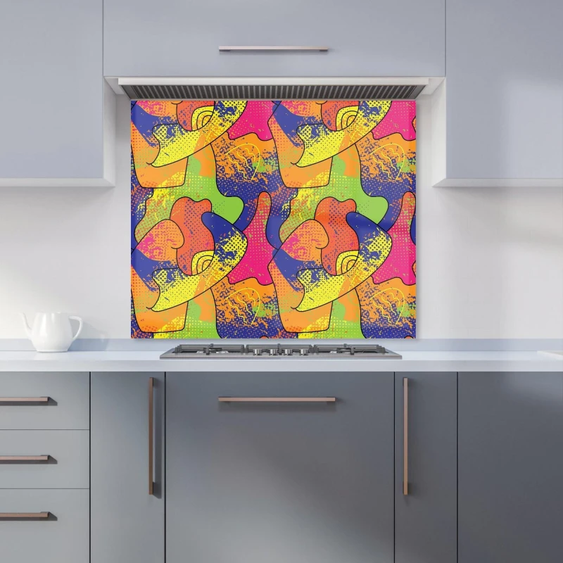 Image of Warren Reed - Designer Bright Abstract Pattern Kitchen Splashback in Yellow Size: 900mm x 750mm Yellow Unisex 900mm x 750mm