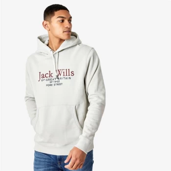 Image of Jack Wills Batsford Graphic Logo Hoodie - Silver