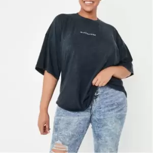 Image of Missguided Plus Size Washed Missguided T Shirt - Black