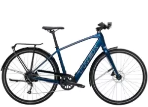 Image of 2023 Trek FX+ 2 Hybrid Electric Bike in Satin Mulsanne Blue