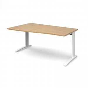 Image of TR10 Left Hand Wave Desk 1600mm - White Frame Oak Top