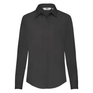 Image of Fruit Of The Loom Ladies Lady-Fit Long Sleeve Poplin Shirt (3XL) (Black)