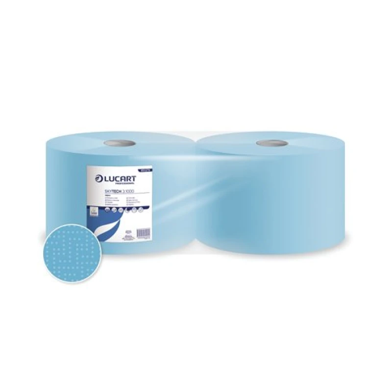 Image of Lucart Professional Skytech Floorstand Paper Roll 360m 3-Ply Blue (2 Pack) 851279A