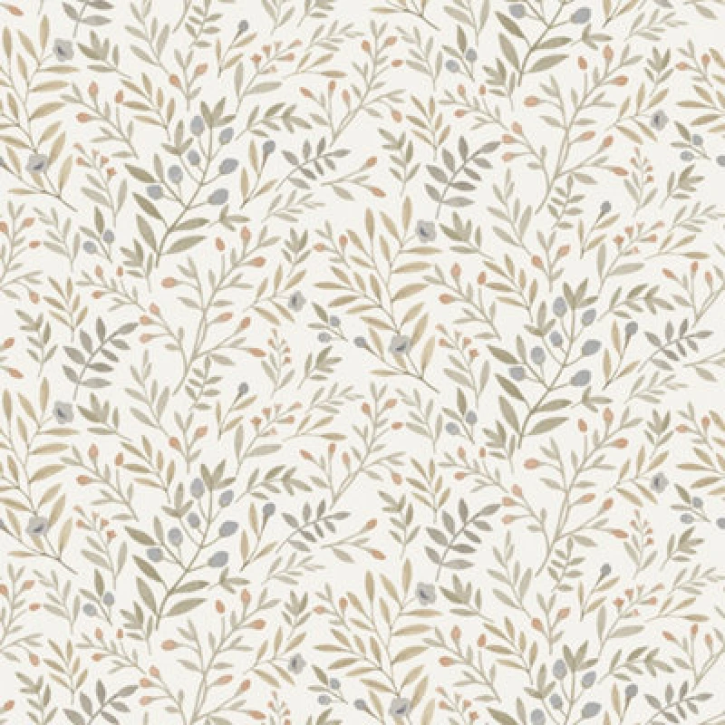 Image of Grandeco Inia Leafy Trail Foliage And Flowers Textured Wallpaper, Neutral