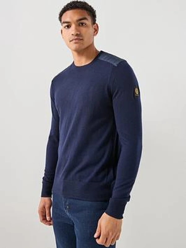 Image of Belstaff Kerrigan Crewneck Knit Washed Navy