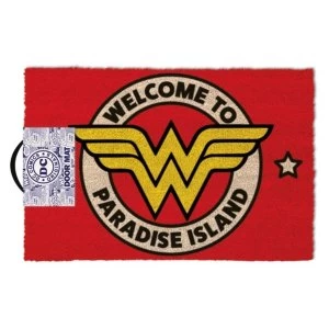 Image of Wonder Woman - Welcome To Paradise Island Door Mat
