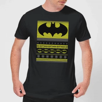Image of DC Comics Batman Mens Christmas T-Shirt in Black - 5XL