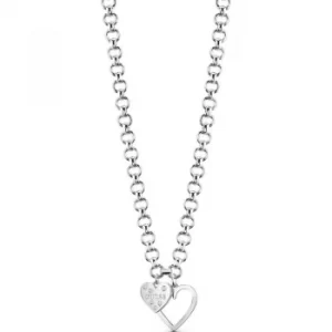 Image of Ladies Guess Silver Plated Heart In Heart Necklace