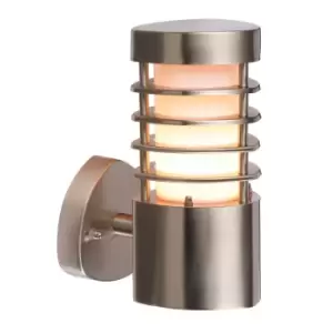 Image of Outdoor Wall Light IP44 - Brushed Stainless Steel & Frosted PC - 9.2W LED E27