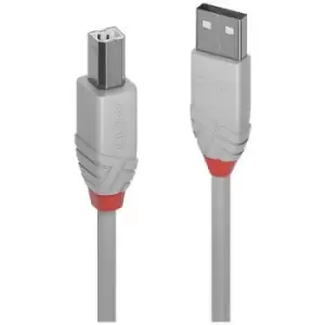 Image of LINDY USB cable USB 2.0 USB-A plug, USB-B plug 3m Grey 36684