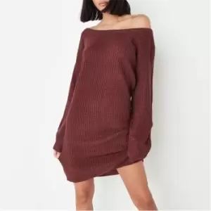 Image of Missguided Recycled Tall Round Neck Knit Mini Dress - Red