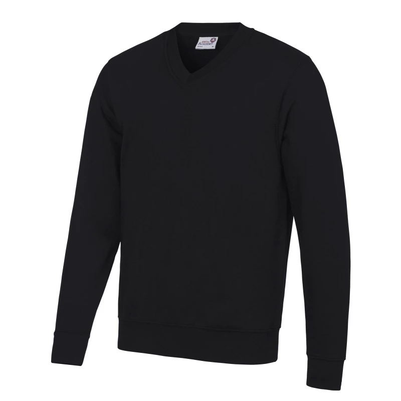 Image of AWDis AWDis Men Academy V Neck Jumper Sweatshirt in Black Size: X-Small Black XS Male 5054752810771