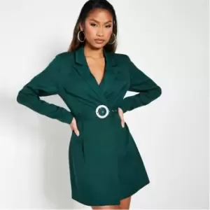 Image of I Saw It First Woven Belted Blazer Dress - Green