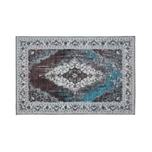 Image of Interiors By Ph Small Jacquard Woven Rug Blue