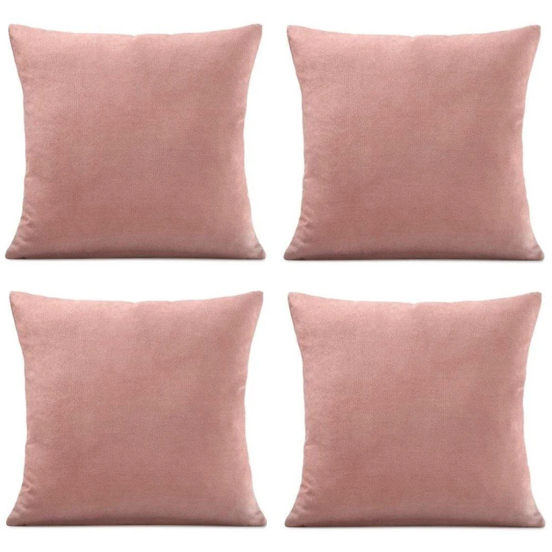 Image of Alan Symonds Set of 4 Plain Chenille Velvet Cushions Blush unisex 45x45cm