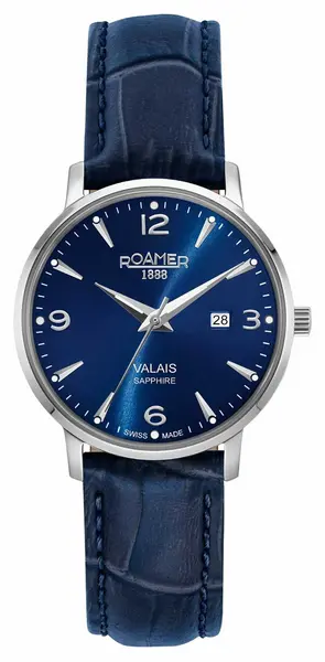 Image of Roamer 958844 41 44 05 Valais Ladies Blue Dial Blue Leather Watch