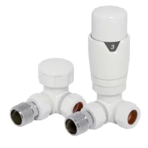 Image of Towelrads Round Corner Towel Radiator Valve and Lockshield Set - White