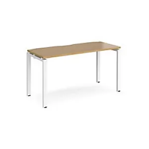 Image of Rectangular Single Desk Oak Wood Straight Legs White Adapt II 1400 x 600 x 725mm