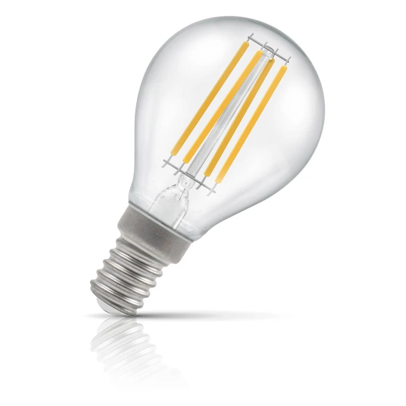 Image of Crompton Lamps LED Golfball 4.2W E14 Dimmable Filament Warm White Clear (40W Eqv)
