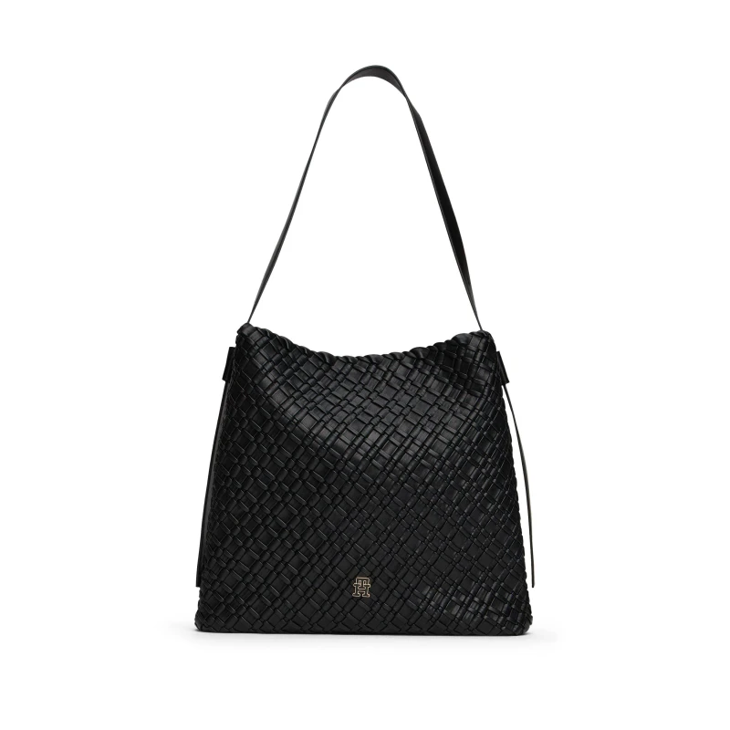Image of Tommy Hilfiger Womens Woven Maxi Shoulder Bag Shoulder Bags One Size Black 71562803000