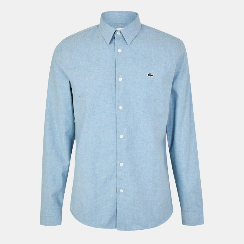 Image of Lacoste Mens Long Sleeve Plain Shirt Overview/Flour male S 38