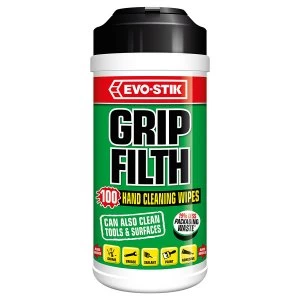 Image of Bostik GripFilth Hand Cleaning Wipes - 100 Pack