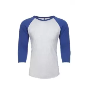 Image of Next Level Adults Unisex Tri-Blend 3/4 Sleeve Raglan T-Shirt (S) (Vintage Royal Blue/Heather White)