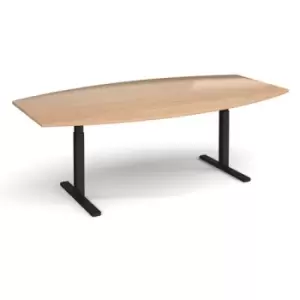 Image of Elev8 Touch radial boardroom table 2400mm x 800/1300mm - Black frame and beech top