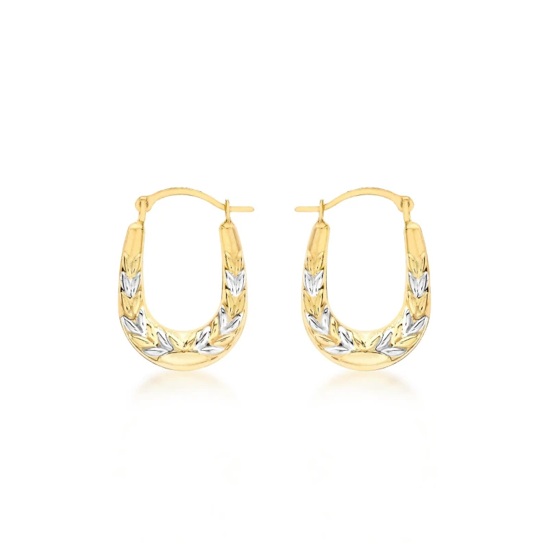 Image of Be You 9ct Gold 2-Colour Mini Patterned Hoops Gold female One Size